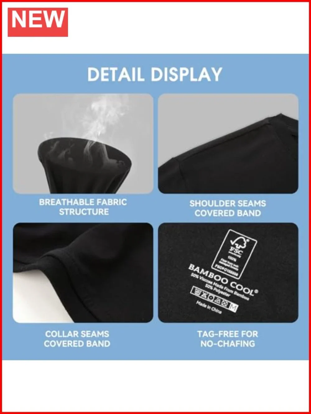 6 Pack Men's Moisture Wicking Undershirts Crewneck Tees Stretch Breathable